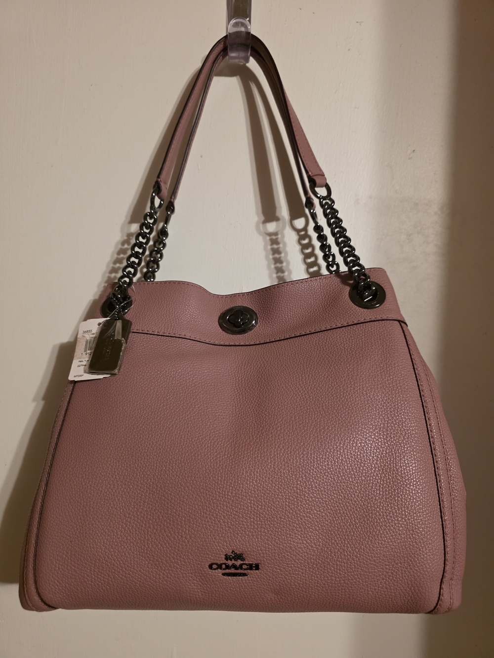 Coach Pebble Leather Shoulder Bag in Dusty Rose